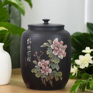 带盖抽水茶台泡茶储水罐装 建水紫陶储水桶陶瓷水缸储水用家用老式