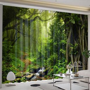 客厅防晒 3D立体大自然草原窗帘全遮光田园卧室遮阳风景2024年新款