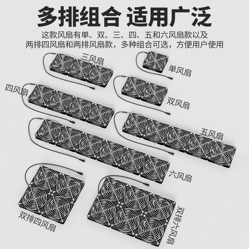 12cm大风量高转速散热风扇低噪机柜家用室内窗户排气扇12V调速