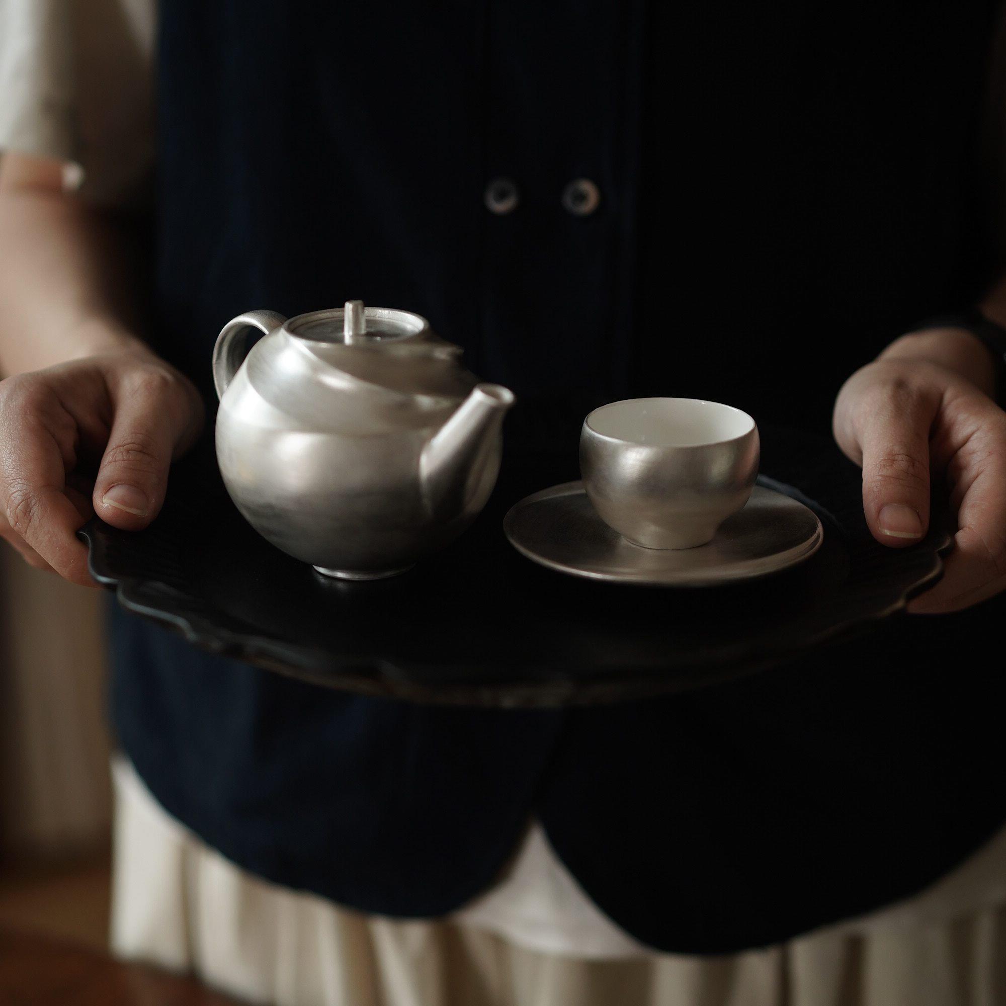 【谷音-岑几】几洄系列银彩茶具套组刷银泡茶壶茶杯 第970件心物