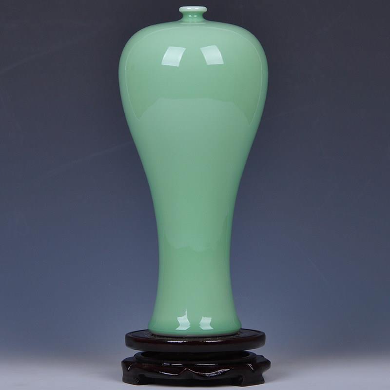 景德镇花瓶豆青釉仿古古典花瓶工艺品中式家居干花装饰陶瓷摆件