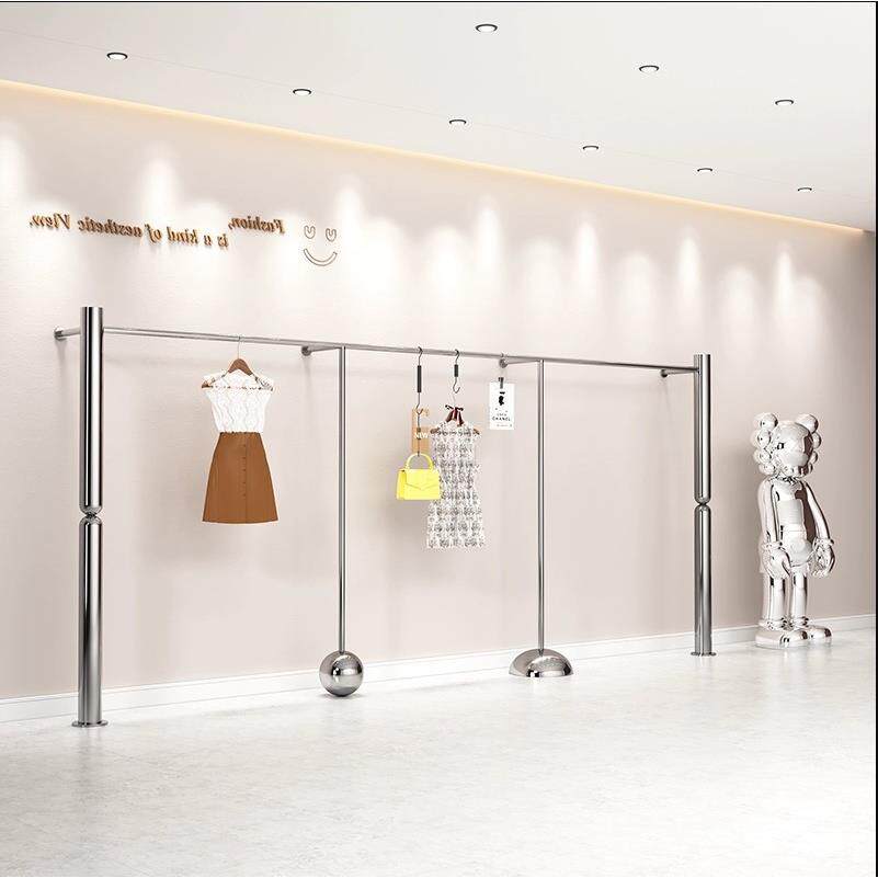 服装店不锈钢展示架上墙壁挂式陈列架童装女装店新挂衣架货架道具