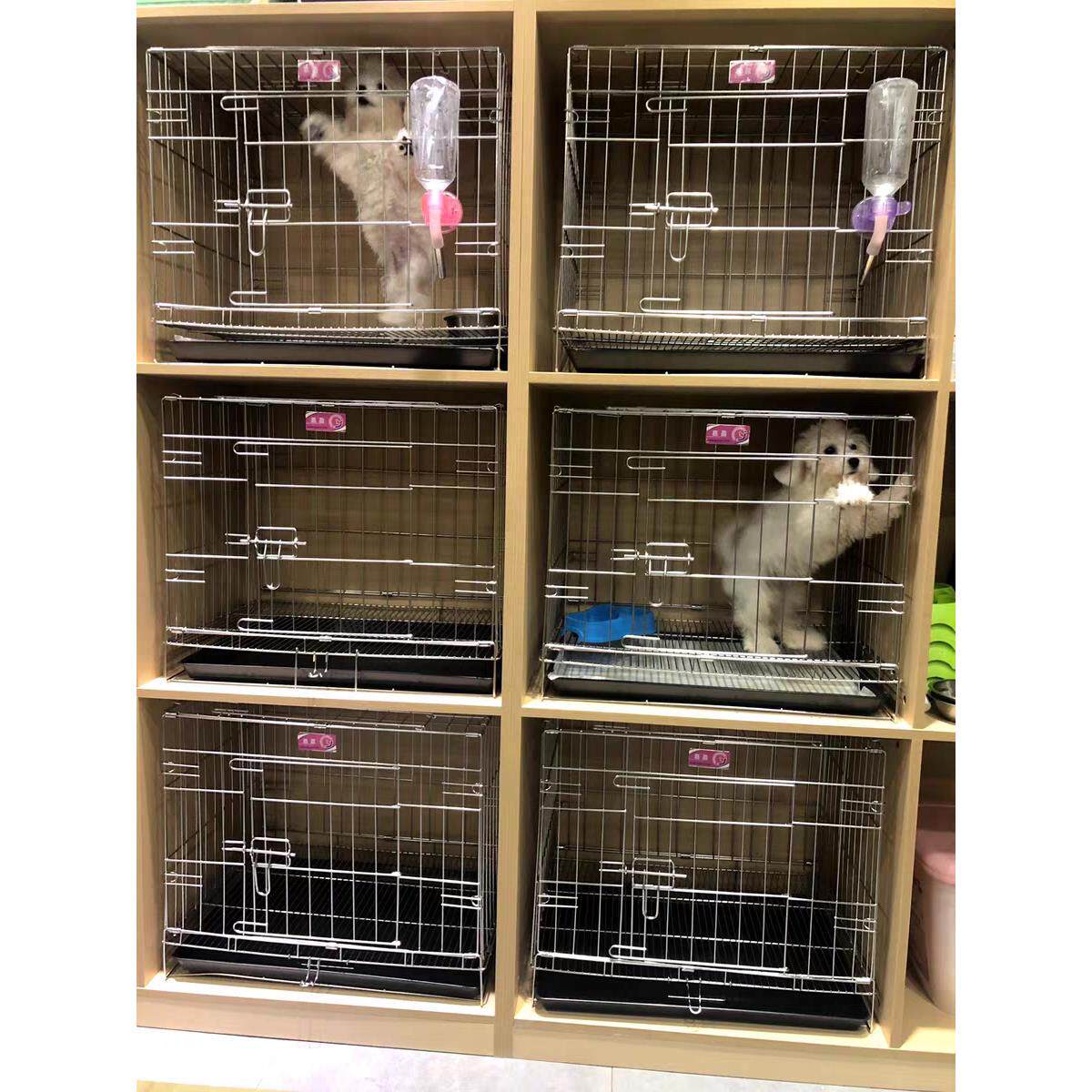 嘉盈出口款不锈钢可折叠狗笼猫笼免笼宠物笼博美中小型犬带厕所