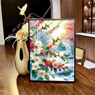 客厅装 冬日梅花钻石画2024新款 饰高级感好寓意十字绣刺绣5d带框