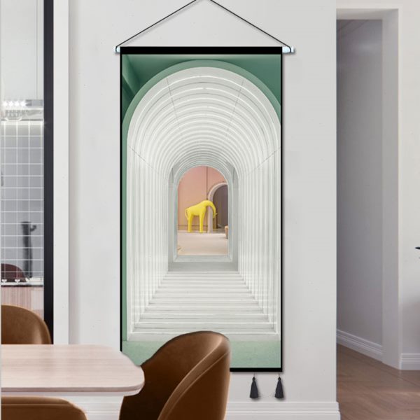 简约北欧装饰挂布背景布建筑风布艺墙面装饰挂画可以玄关竖版挂毯图片