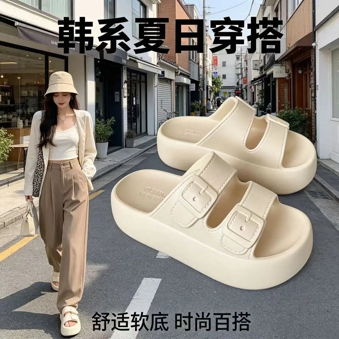 增高夏季软底百搭皮带扣厚底鞋外穿拖鞋女鞋鞋子2026凉鞋新款