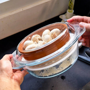 微波炉专用碗蒸笼陶瓷蒸盘三件套器皿食品级耐高温蒸包子热馒头