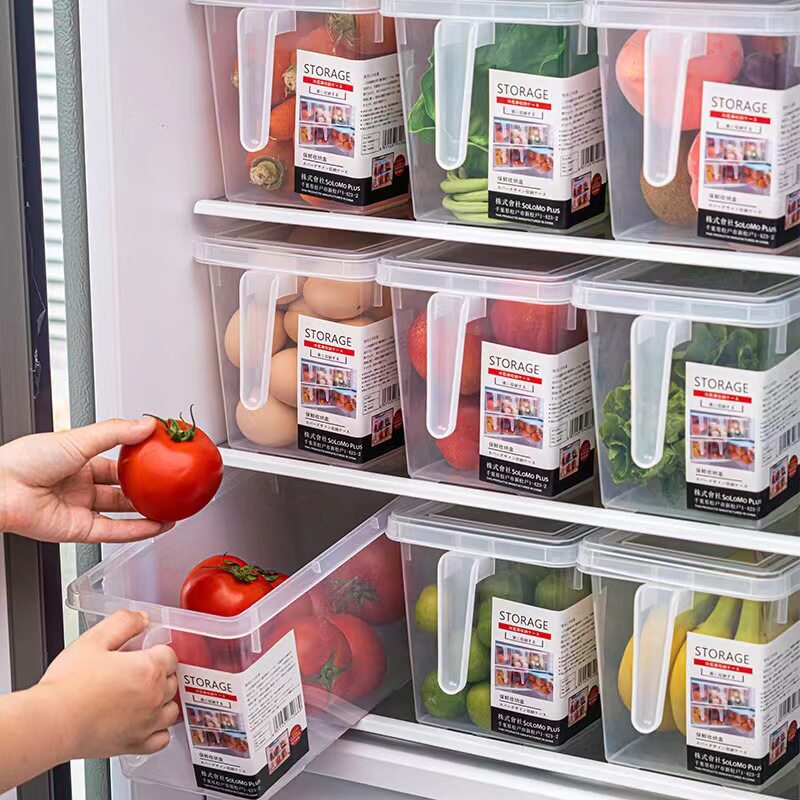 冰箱食品水果收纳盒带把手鸡蛋保鲜收纳盒PP食品级透明厨房储物盒