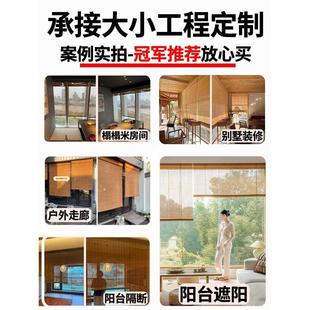 禅意玄关隔断卷帘中日式 新中式 印花竹帘屏风茶道茶室门帘遮阳窗帘