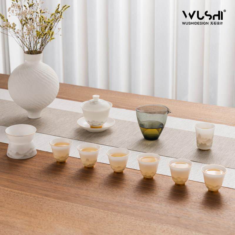高端功夫茶具套组轻奢高档冰种玉瓷德化白瓷家用羊脂白玉茶杯盖碗
