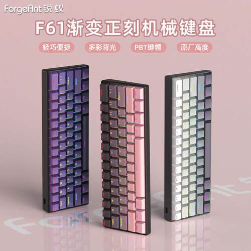 锐蚁F61机械键盘有线电竞游戏小键盘RGB背光支援热插拔轴体