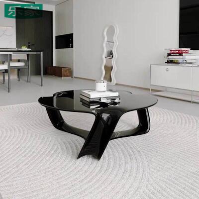 艺术新款轻奢异形玻璃钢电镀三角茶几客厅不规则镂空茶几云朵茶几