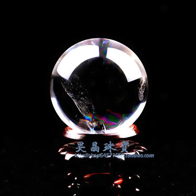 天然水晶球摆件 白水晶球 有求必应风水摆件 原石打磨 一物一图