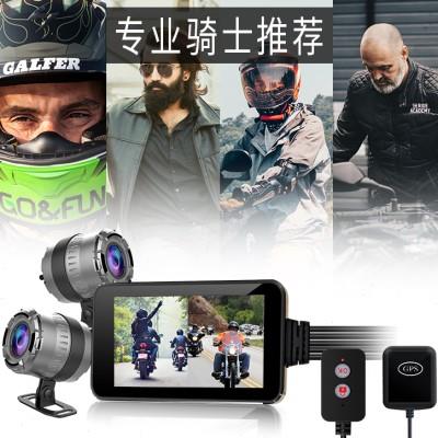 高清1080P触摸4寸摩托车行车记录仪wifi双镜头主机防水机车记录器
