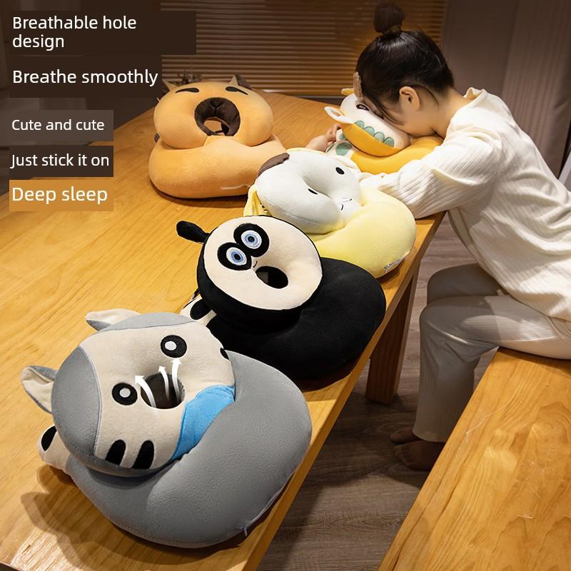 日本冰丝午睡枕办公室午休神器趴睡枕旅行便携护颈枕侧睡桌上抱枕