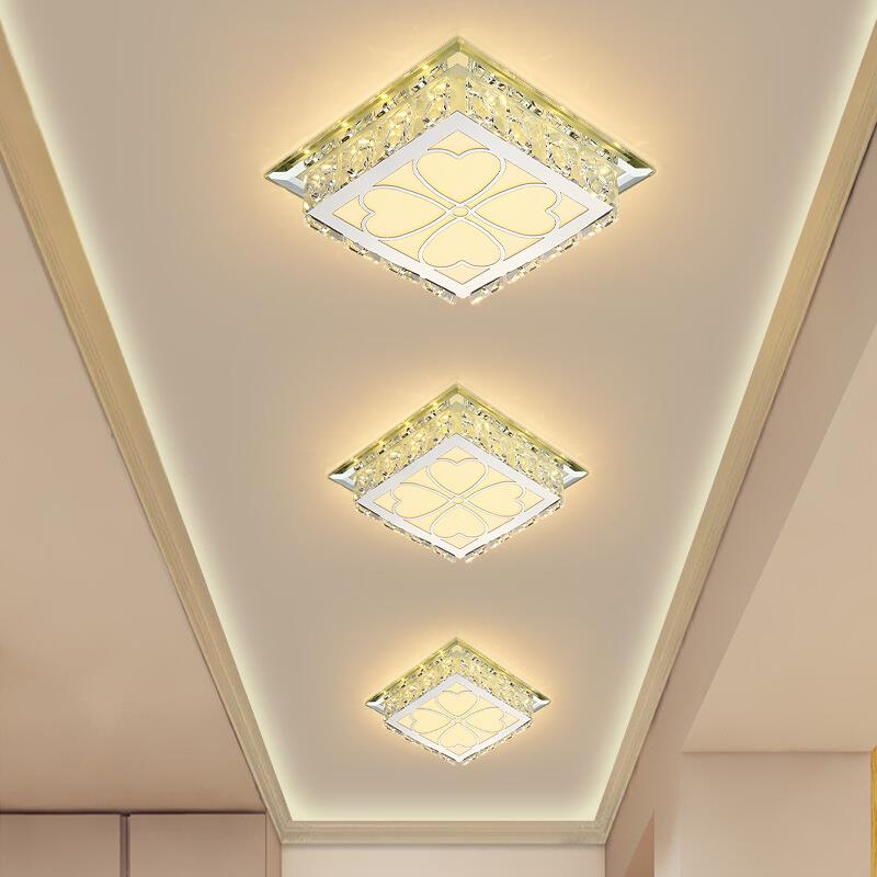 水晶过道灯现代简约走廊灯玄关灯门厅灯天花灯具入户客厅LED方形