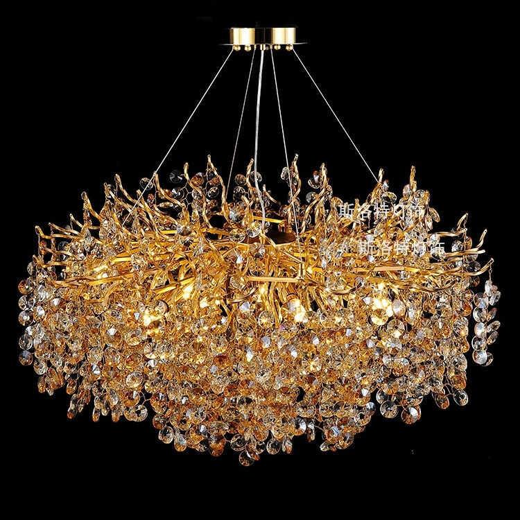 豪华别墅水晶吊灯树枝餐厅简美奢华高档客厅大灯法式大厅水晶灯具