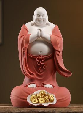 陶瓷恭喜弥勒佛大肚笑佛招财佛像摆件客厅办公室装饰乔迁开 业送