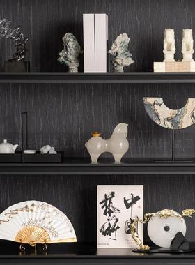 新中式中国艺术书房书架摆件样品屋展示中心博古架茶室洽谈区展示