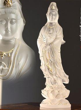 琉璃观音佛像观自在佛堂装饰家居供奉中式摆件南海观世音菩萨摆件