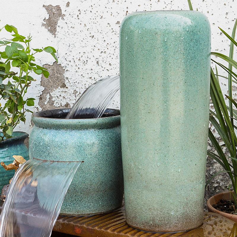 生态流水瀑布摆件古法鱼缸过滤器造景循环水养鱼陶罐全套鱼池陶瓷