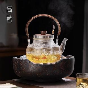 新款 煮茶器家用小型电陶炉煮 日式 锤纹玻璃茶壶蒸煮两用蒸汽喷淋式