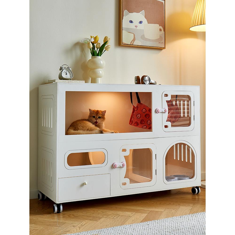 猫别墅带厕所一体室内家用猫窝四季通用猫笼子上下两层大空间猫柜