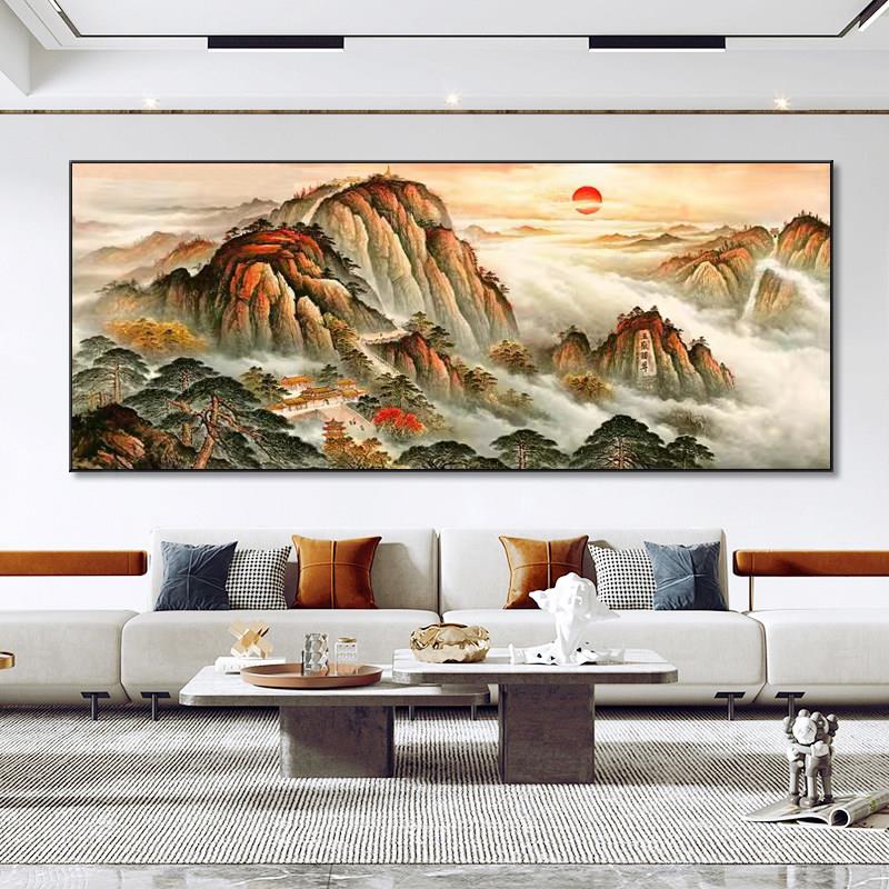2026新款泰山日出客厅钻石画满钻新中式五岳独尊贴钻十字绣手工绣