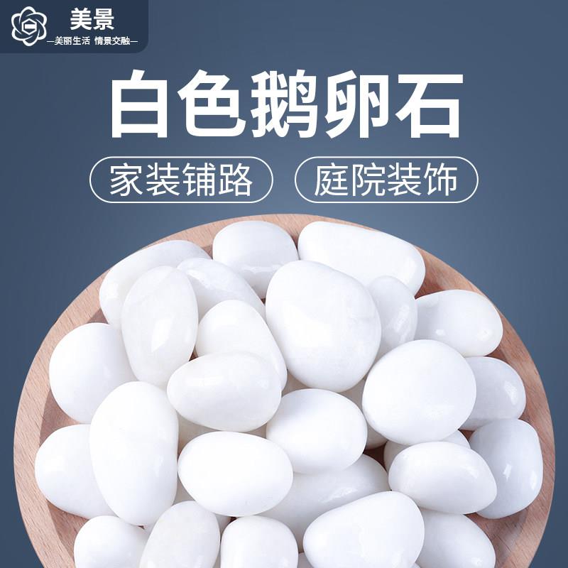 白色鹅卵石天然雨花石庭院阳台铺路铺地小石头白色造景装饰白石子