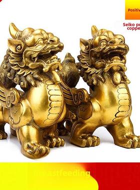 纯铜貔貅摆件大号一对 办公室招财家居客厅摆设开业乔迁礼品