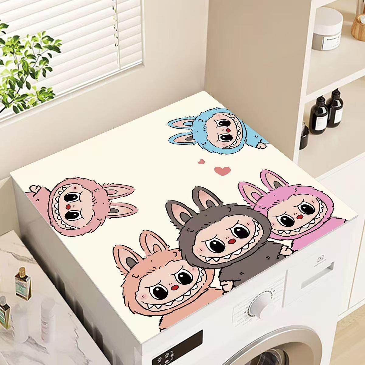 卡通拉布布滚筒洗衣机盖垫防尘吸水矽藻泥盖布冰箱床头柜通用罩