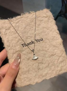 扇形小裙子项炼女款轻奢白贝母吊坠颈炼精致小众高级感毛衣锁骨炼