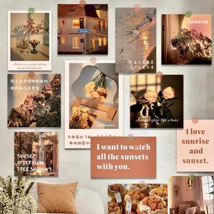 落日治愈风景墙贴海报卡片房间宿舍卧室床头墙壁装 饰壁纸照片租房