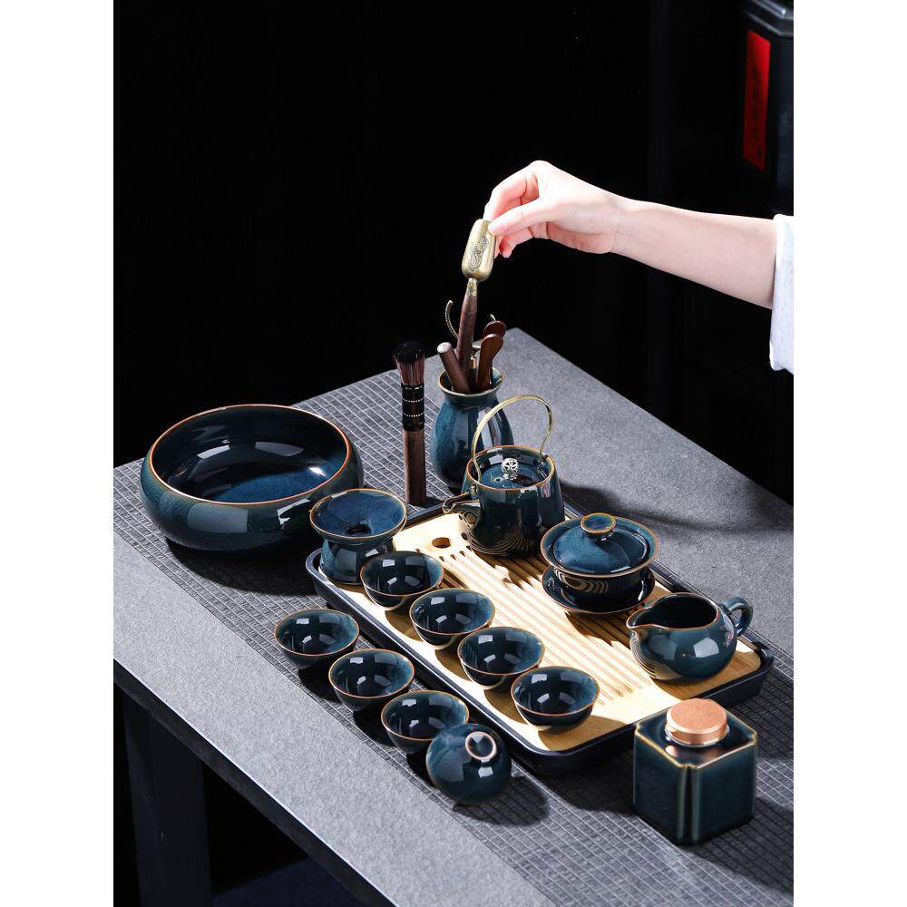 哥窑功夫茶具套装办公室会客茶道家用陶瓷茶壶茶杯全套喝茶器礼盒