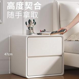 出租屋收纳柜家用小型 全实木床头柜子轻奢奶油风卧室斗柜免安装