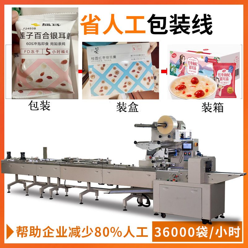 冻干免煮银耳羹自动包装线 燕窝块包装机 即食银耳莲子装盒装箱机