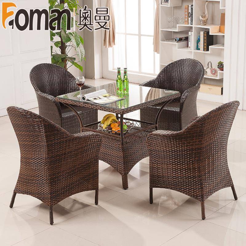阳台休闲藤椅三五件套餐厅藤编藤桌椅夏季户外藤编方桌椅组合