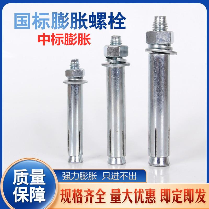 国标膨胀螺丝加长外蓬胀螺丝超长铁涨管螺丝镀锌金属胀栓M8M10M12