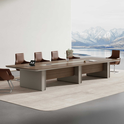 E0会议桌长桌大型洽谈轻奢简约现代商务办公桌组合长条会议室长桌