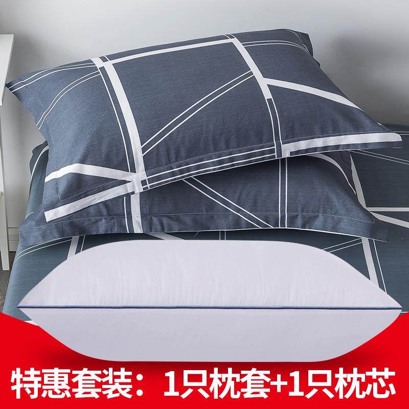 枕头带纯棉枕套家用全棉枕芯枕套装单人学生宿舍护颈椎枕一对拍2