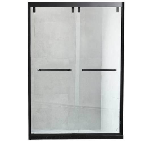 浴房浴室隔断移门屏风简易洗澡房定制黑色一字型淋浴房钢化玻璃