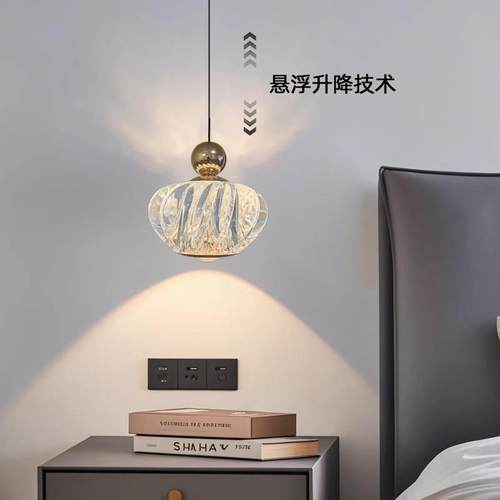 卧室房间床头吊灯玄关吧台小吊灯意式极简灯具中古风吊线LED灯具