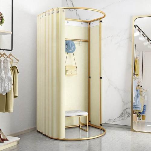 商场移动试衣间服装店落地便携式可折叠简易更衣室临时展示架门帘