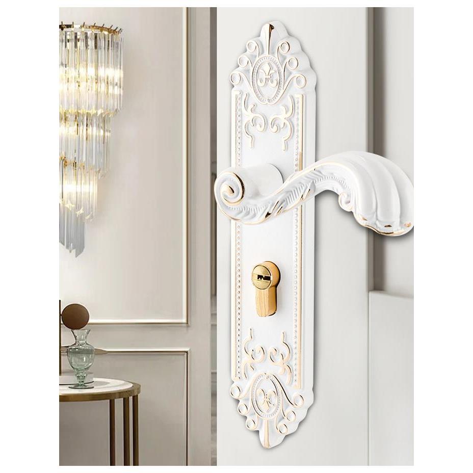 欧式室内门锁家用通用型房间门锁具静音木门黑白色门把手旧门换锁