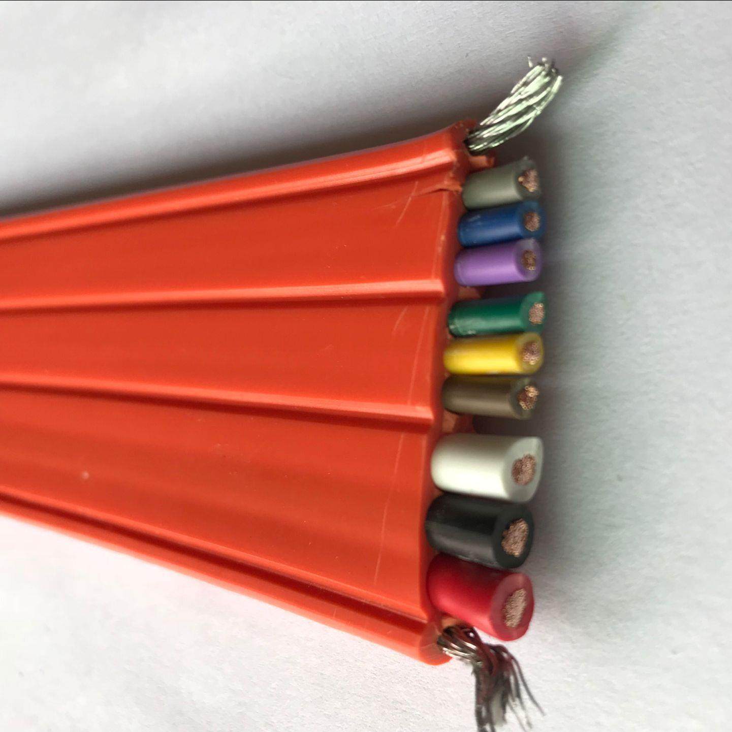TVVB3*6.0mm2+6*1.5mm2+2G橙色钢丝扁平电缆线，天车扁线行车扁线