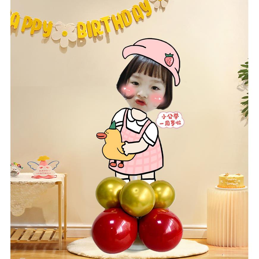 大头贴人形立牌生日场景布置装饰迎宾牌头像百日宴大头娃娃kt板