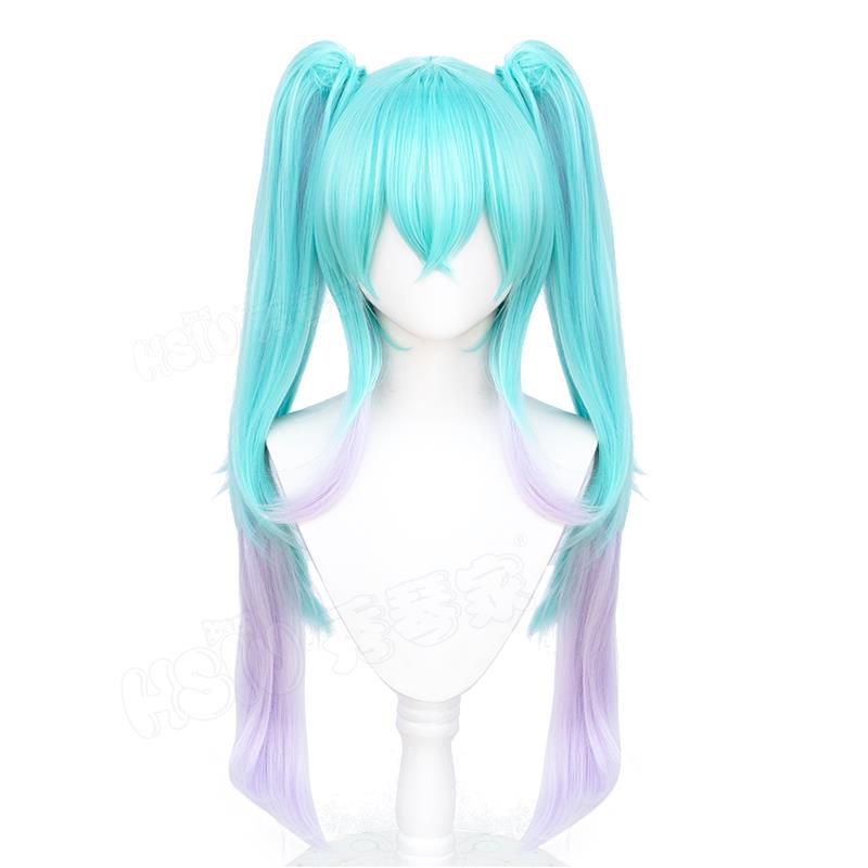 秀琴家 赛车初音cos假发 2024初音未来 特调蓝渐变 虎口夹双马尾