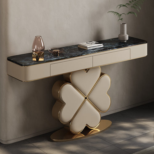 意式轻奢大理石玄关桌超窄过道条案入户进门厅靠墙现代简约玄关台