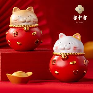 吉中吉·铜《招财猫》招财猫摆件 开业送礼装饰品办公室桌面装饰