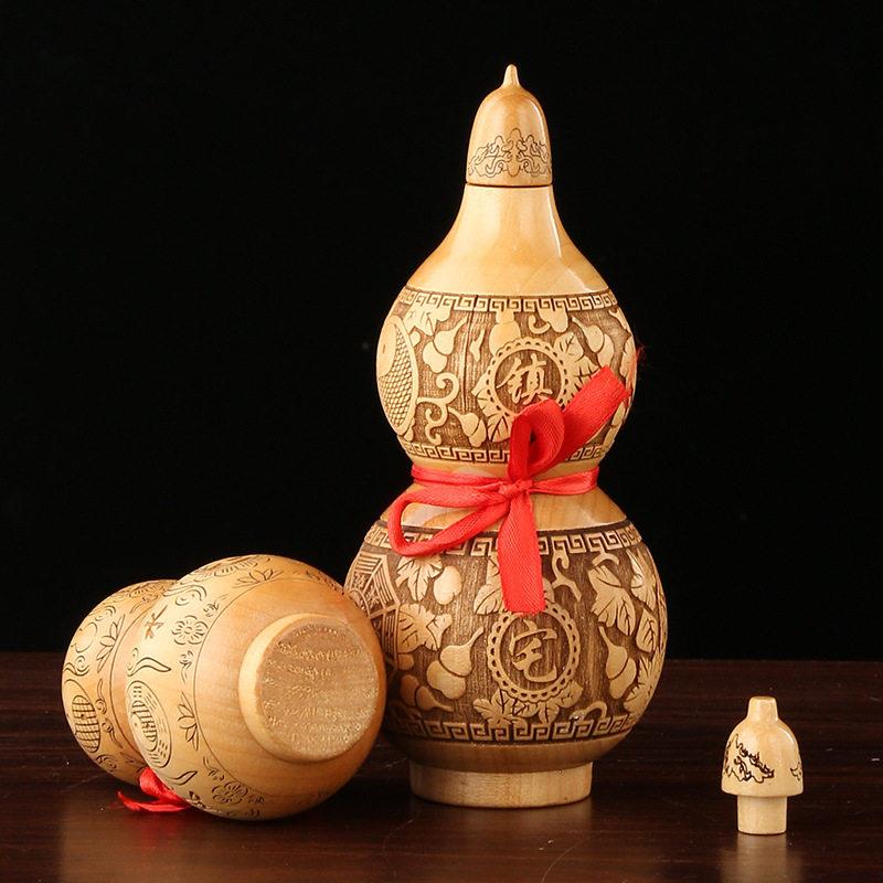 桃木开盖葫芦雕刻八卦桃木葫芦摆件家居用品工艺礼品摆饰